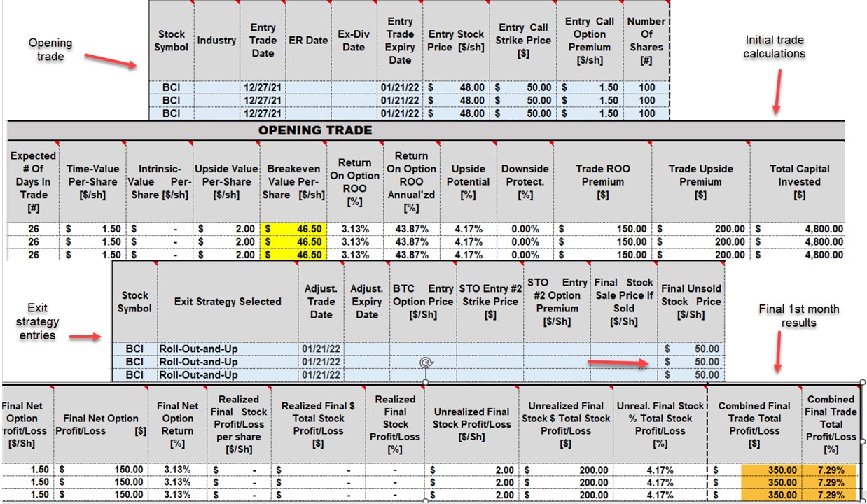 How to Enter Our Rolling-Out-And-Up Trades into Our Monthly Trading Logs